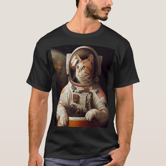 猫宇宙飛行士宇宙 Tシャツ (正面)