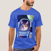 猫宇宙飛行士宇宙 Tシャツ (正面)