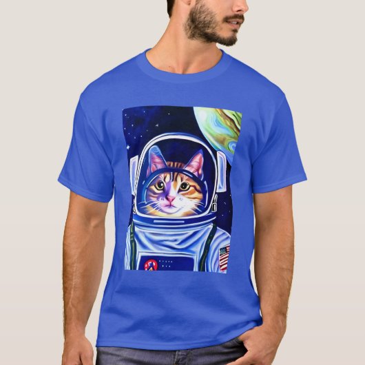 猫宇宙飛行士宇宙 Tシャツ (正面)