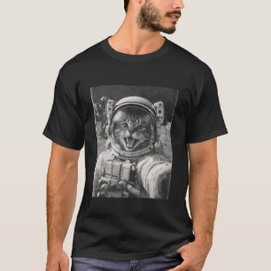 猫宇宙飛行士月セルフィー月面ミッション宇宙探検 Tシャツ