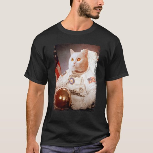 猫宇宙飛行士月宇宙ミッション動物宇宙飛行士 Tシャツ (正面)