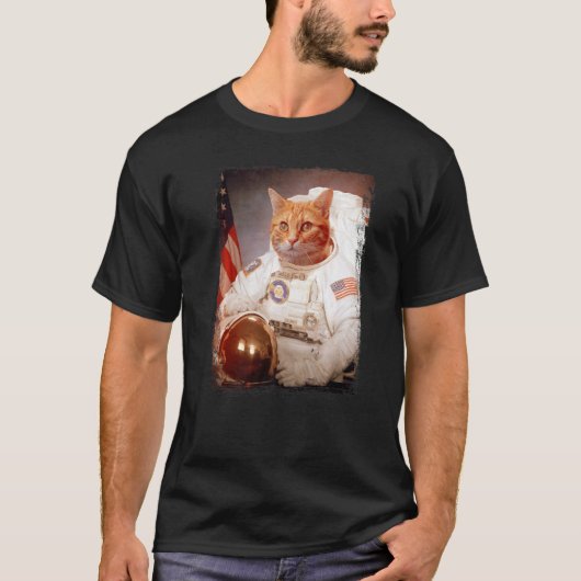 猫宇宙飛行士月宇宙ミッション動物宇宙飛行士 Tシャツ (正面)