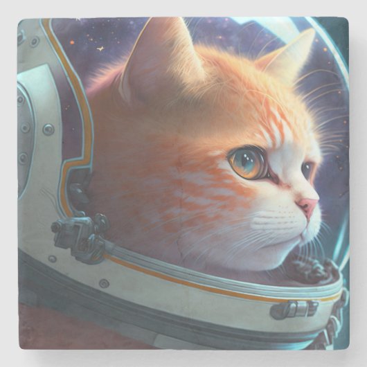 猫宇宙飛行士 ストーンコースター (正面)