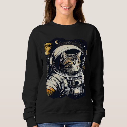 猫宇宙飛行士 ネコ 宇宙 イラスト 1 スウェットシャツ (正面)