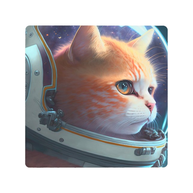 猫宇宙飛行士 メタルプリント (正面)