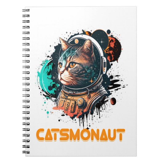 猫宇宙飛行士 宇宙飛行士 猫 または スペース キャット ノートブック (正面)