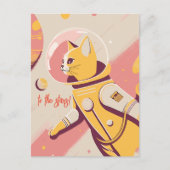 猫宇宙飛行士 星へ バースデー ポストカード (正面)