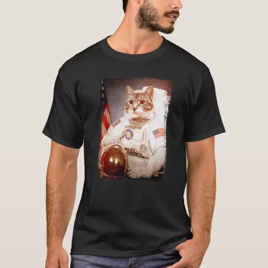 猫宇宙飛行士 月 宇宙 ミッション 動物 宇宙飛行士 Tシャツ (正面)