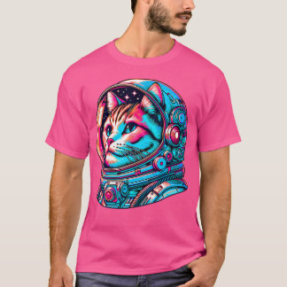 猫宇宙飛行士Kitten Cosmonaut Cyberpunk Tシャツ