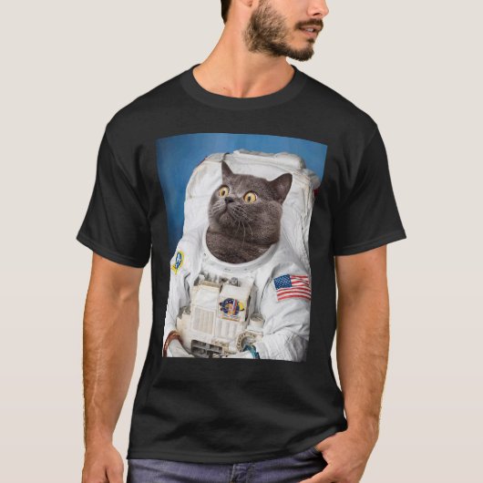 猫宇宙飛行士tシャツ - 猫宇宙飛行士の宇宙旅行 s tシャツ (正面)