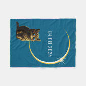 猫完全日食2024完全性面白い猫グッズ フリースブランケット (正面(横))