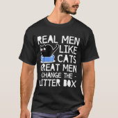 猫実在好き素晴らしの男性がトイレを替える Tシャツ (正面)