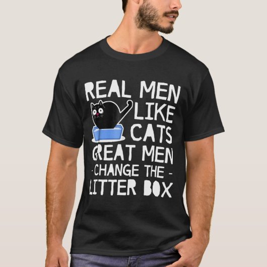 猫実在好き素晴らしの男性がトイレを替える Tシャツ (正面)