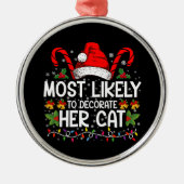 猫家飾のマッチが最も高い メタルオーナメント (正面)