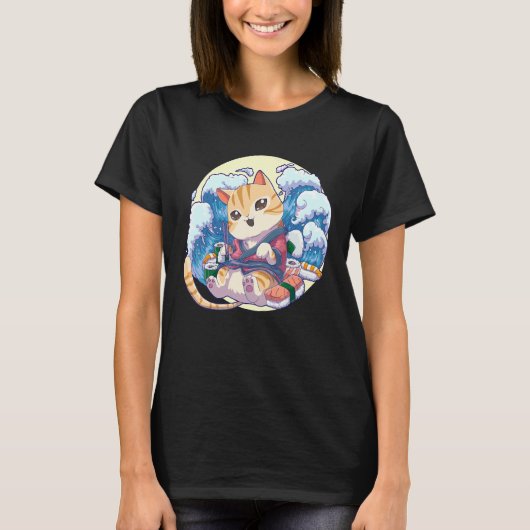 猫寿司 日本のネコ Tシャツ (正面)