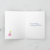 猫小さな女の子ベーキングケーキハッピーバースデー カード (内部)