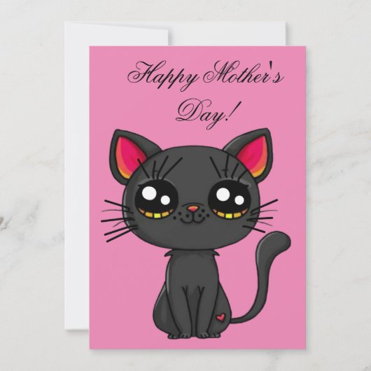 猫幸せな母の日 招待状 (正面)