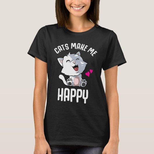 猫幸せ Tシャツ (正面)