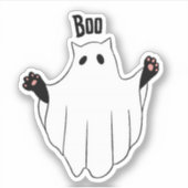 猫幽霊ブハロウィンおもしろい不気味ブラックキャット シール (正面)