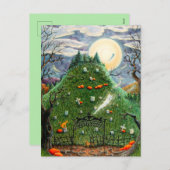 猫幽霊九人墓地不気味フォーク シーズンポストカード (正面/裏面)