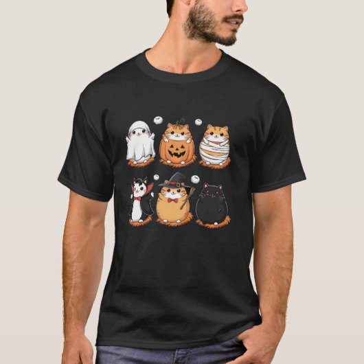 猫幽霊魔女ブジェヴァンパイアミカボチャ猫 Tシャツ (正面)