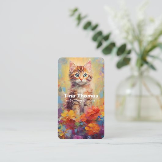 猫座りサービス 名刺 (スタンド正面)