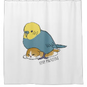 猫座り鳥|カラーバー シャワーカーテン (正面)