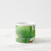 猫庭師と緑の動物の茂み エスプレッソカップ (正面)