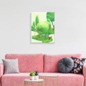 猫庭師と緑の動物の茂み キャンバスプリント (インサイチュ (リビング))