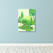 猫庭師と緑の動物の茂み キャンバスプリント (インサイチュ (ウッドフロア))