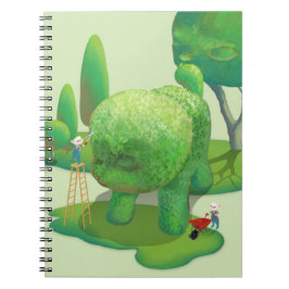 猫庭師と緑の動物の茂み ノートブック