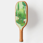 猫庭師と緑の動物の茂み ピックルボールラケット (左)