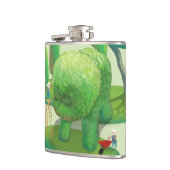 猫庭師と緑の動物の茂み フラスク (左)