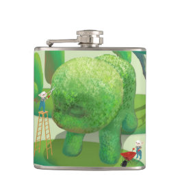 猫庭師と緑の動物の茂み フラスク
