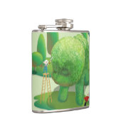 猫庭師と緑の動物の茂み フラスク (右)