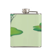 猫庭師と緑の動物の茂み フラスク (裏面)