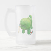 猫庭師と緑の動物の茂み フロストグラスビールジョッキ (左)