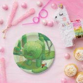 猫庭師と緑の動物の茂み ペーパープレート (パーティー)