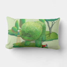 猫庭師と緑の動物の茂み ランバークッション