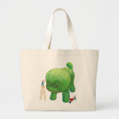 猫庭師と緑の動物の茂み ラージトートバッグ (正面)