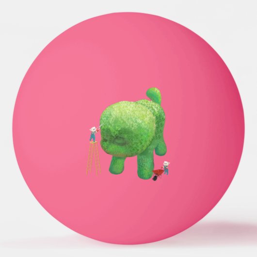 猫庭師と緑の動物の茂み 卓球ボール (正面)