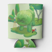 猫庭師と緑の動物の茂み 缶クーラー (正面)