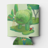 猫庭師と緑の動物の茂み 缶クーラー (裏面)