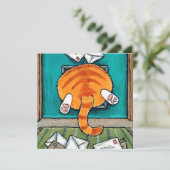 猫弁に刺さった太ったタビー猫 カード (スタンド正面)