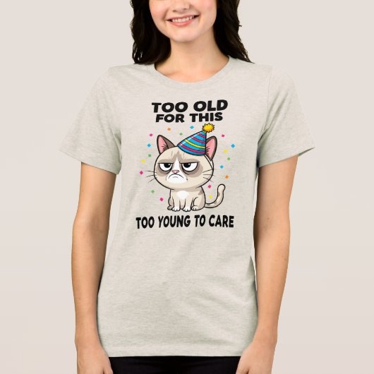猫引用文おもしろい誕生日ギフトTシャツ トライブレンドＴシャツ (正面)