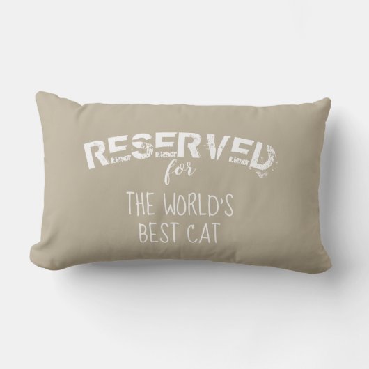 猫引用文枕ベージュとホワイト専用 ランバークッション (正面)