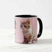 猫強壮猫と恐竜のマグカップ マグカップ (正面右)