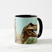 猫強壮猫と恐竜のマグカップ マグカップ (正面右)