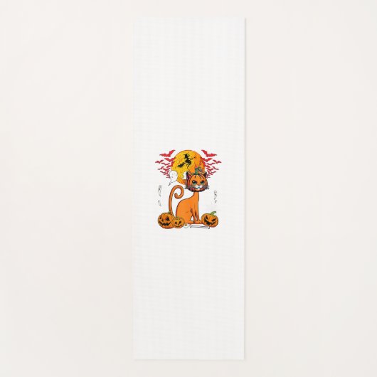 猫彫りカボチャのホラーヘッドハロウィーンのオーナー値リスト ヨガマット (正面)