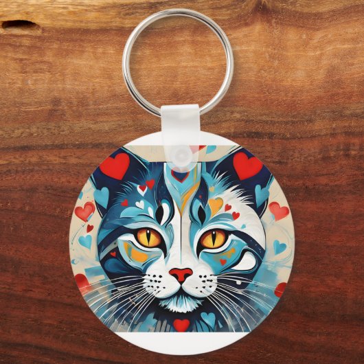 猫心の キーホルダー (正面)